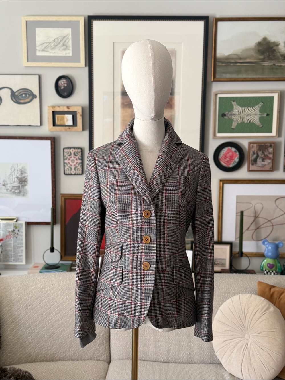 Brooks Brothers Petite Wool / Silk Glen Plaid Blazer 4P